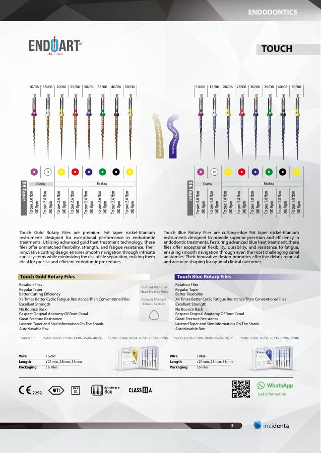EndoArt Touch Rotary Files catalog page