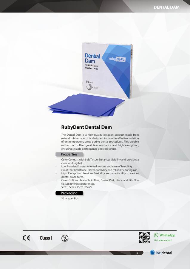 RubyDent Dental Dam catalog page