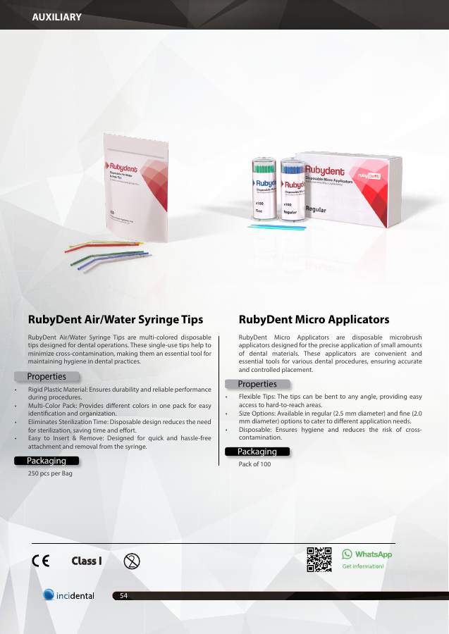 RubyDent Air/Water Syringe Tips catalog page